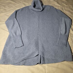 Rachel Zoe Chunky Knit Turtleneck Sweater – Gray Ribbed Slouchy Pullover  Size S